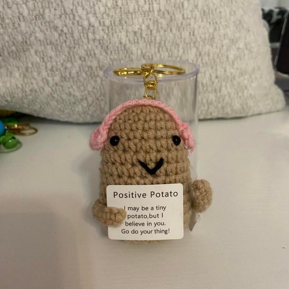 Handmade Crocheted Keychain Positive Potato